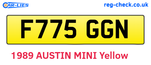 F775GGN are the vehicle registration plates.