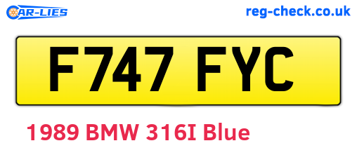 F747FYC are the vehicle registration plates.