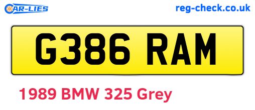 G386RAM are the vehicle registration plates.