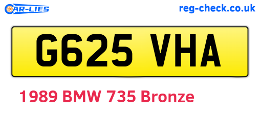 G625VHA are the vehicle registration plates.