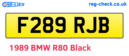 F289RJB are the vehicle registration plates.