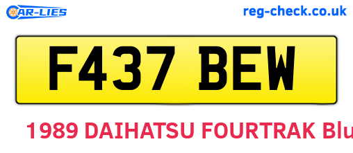 F437BEW are the vehicle registration plates.