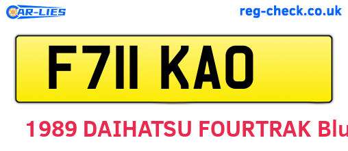 F711KAO are the vehicle registration plates.