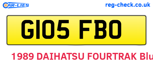 G105FBO are the vehicle registration plates.