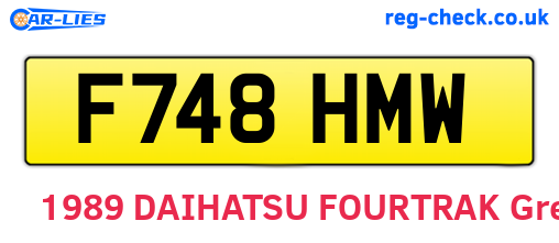 F748HMW are the vehicle registration plates.