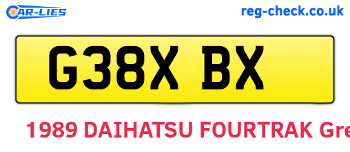 G38XBX are the vehicle registration plates.