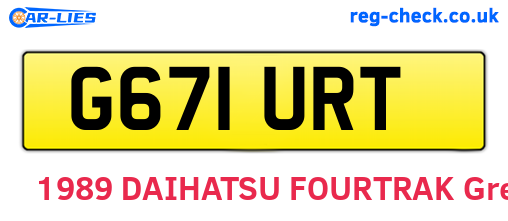 G671URT are the vehicle registration plates.