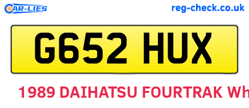 G652HUX are the vehicle registration plates.
