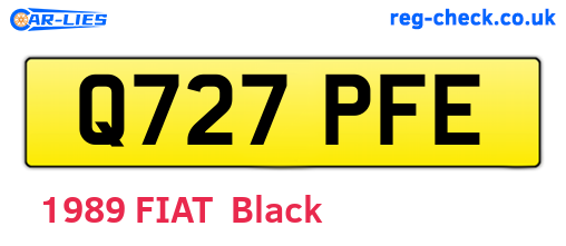 Q727PFE are the vehicle registration plates.
