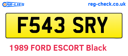 F543SRY are the vehicle registration plates.