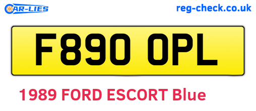F890OPL are the vehicle registration plates.