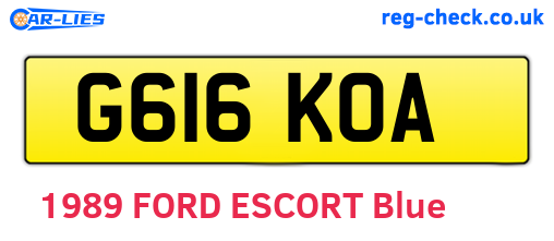 G616KOA are the vehicle registration plates.