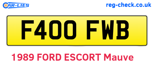 F400FWB are the vehicle registration plates.