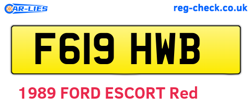 F619HWB are the vehicle registration plates.
