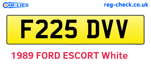 F225DVV are the vehicle registration plates.