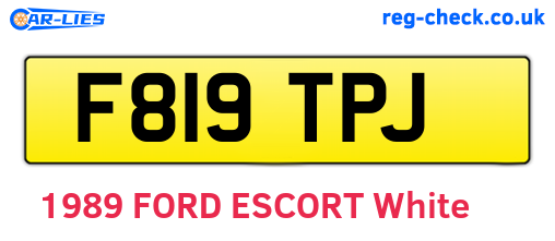 F819TPJ are the vehicle registration plates.