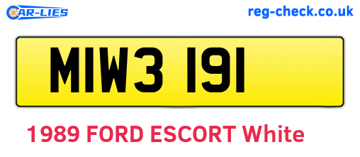 MIW3191 are the vehicle registration plates.
