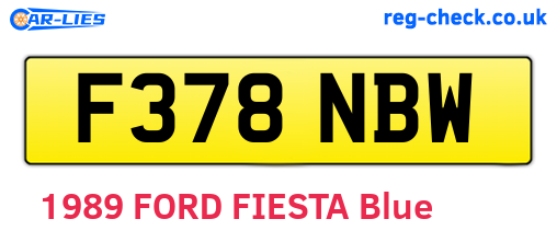 F378NBW are the vehicle registration plates.