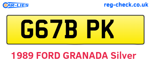 G67BPK are the vehicle registration plates.