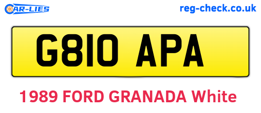 G810APA are the vehicle registration plates.