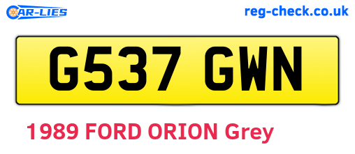 G537GWN are the vehicle registration plates.