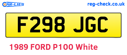 F298JGC are the vehicle registration plates.