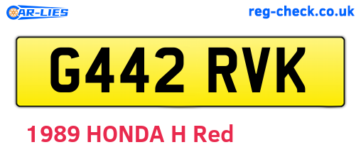 G442RVK are the vehicle registration plates.