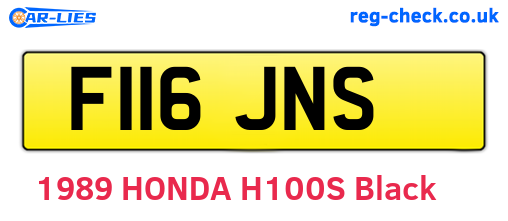 F116JNS are the vehicle registration plates.