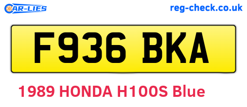 F936BKA are the vehicle registration plates.