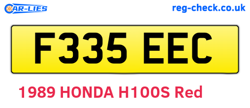 F335EEC are the vehicle registration plates.