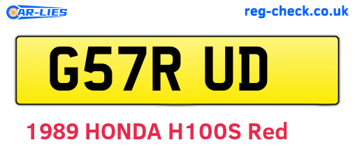 G57RUD are the vehicle registration plates.