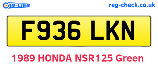 F936LKN are the vehicle registration plates.