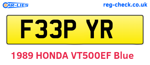 F33PYR are the vehicle registration plates.