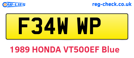 F34WWP are the vehicle registration plates.