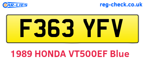 F363YFV are the vehicle registration plates.
