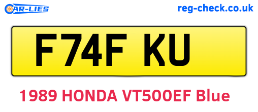 F74FKU are the vehicle registration plates.