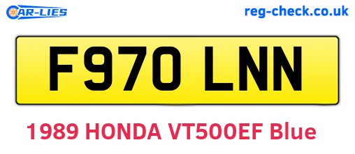 F970LNN are the vehicle registration plates.
