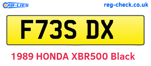 F73SDX are the vehicle registration plates.