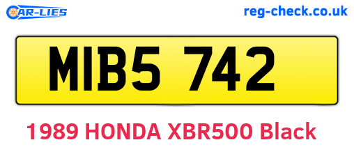 MIB5742 are the vehicle registration plates.
