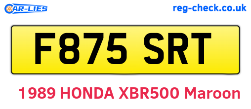 F875SRT are the vehicle registration plates.