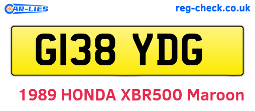 G138YDG are the vehicle registration plates.