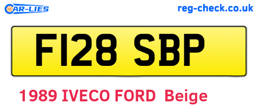 F128SBP are the vehicle registration plates.