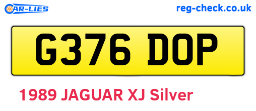 G376DOP are the vehicle registration plates.