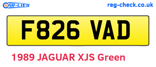 F826VAD are the vehicle registration plates.