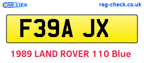 F39AJX are the vehicle registration plates.