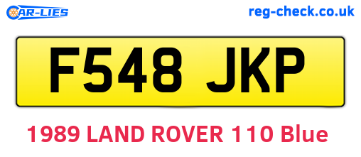 F548JKP are the vehicle registration plates.