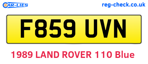 F859UVN are the vehicle registration plates.