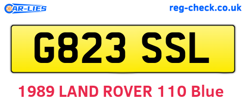G823SSL are the vehicle registration plates.