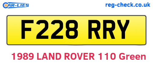 F228RRY are the vehicle registration plates.