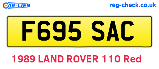 F695SAC are the vehicle registration plates.